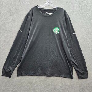 Starbucks Men Shirt 3XL Black Nike Dri Fit Swoosh Logo Long Sleeve Crew Neck Tee